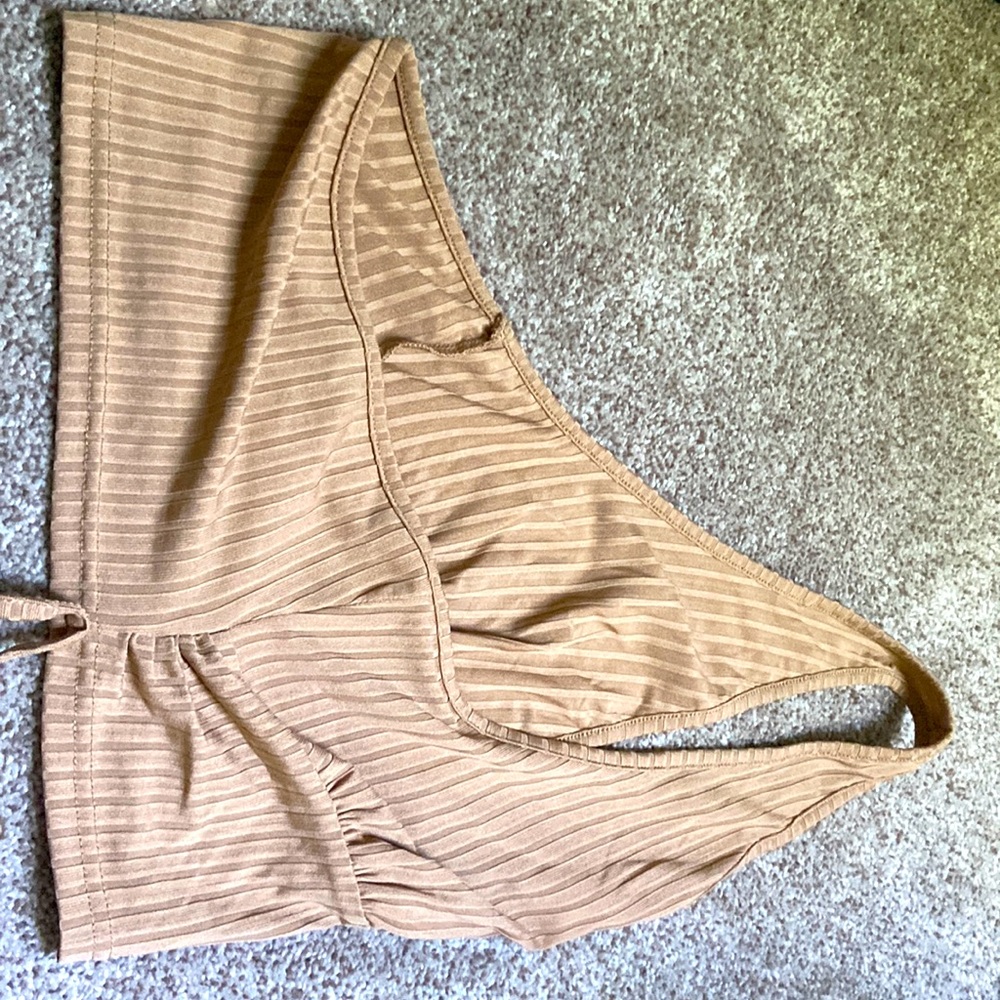 Shein light brown one shoulder crop top